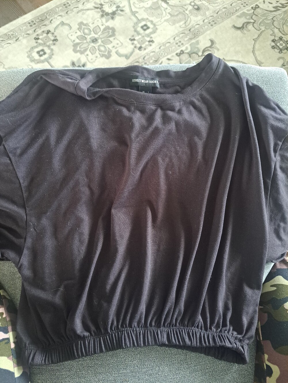 Streetwear Society Black Cropped Tee with Elastic Hem